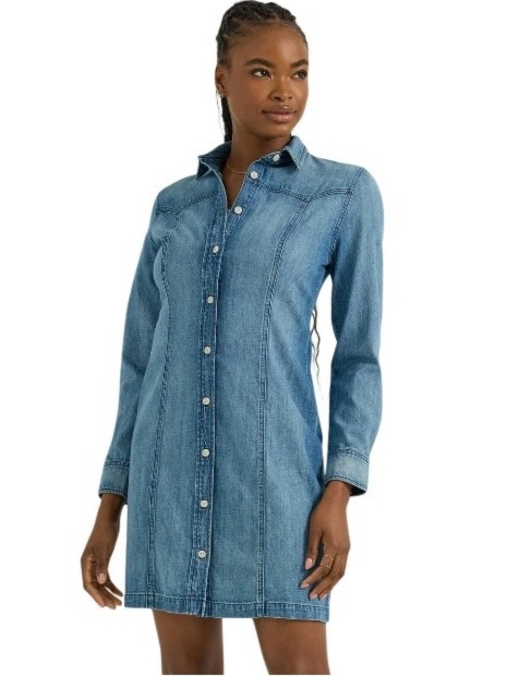 Lee Denim Button Front Shirt Dress Size Small Western Style
